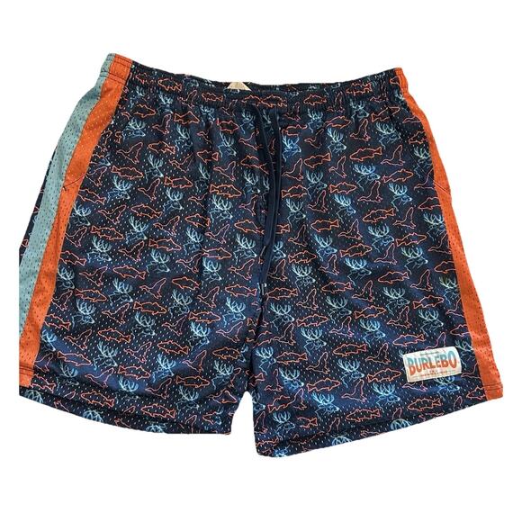 Burlebo Shorts Mens X-large Shorts Lined Drawstring Antler Fish Pattern Gorpcore - Picture 1 of 9